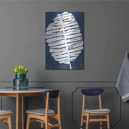 Luxe Metal Art 'Navy Banana Leaf' by Cindy Jacobs, Metal Wall Art,24x36