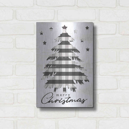 Luxe Metal Art 'Merry Christmas Tree and Stars' by Cindy Jacobs, Metal Wall Art,12x16