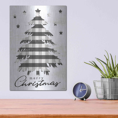 Luxe Metal Art 'Merry Christmas Tree and Stars' by Cindy Jacobs, Metal Wall Art,12x16