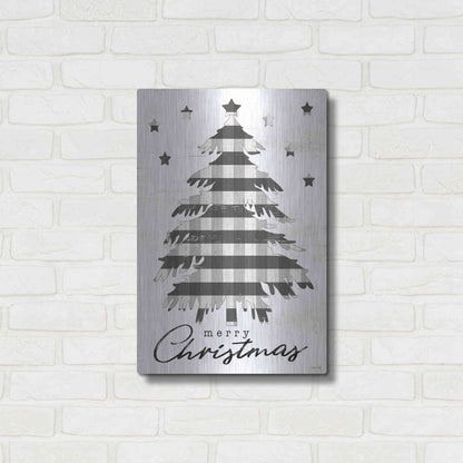 Luxe Metal Art 'Merry Christmas Tree and Stars' by Cindy Jacobs, Metal Wall Art,16x24