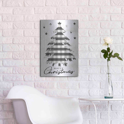 Luxe Metal Art 'Merry Christmas Tree and Stars' by Cindy Jacobs, Metal Wall Art,16x24