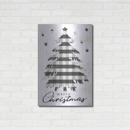 Luxe Metal Art 'Merry Christmas Tree and Stars' by Cindy Jacobs, Metal Wall Art,24x36