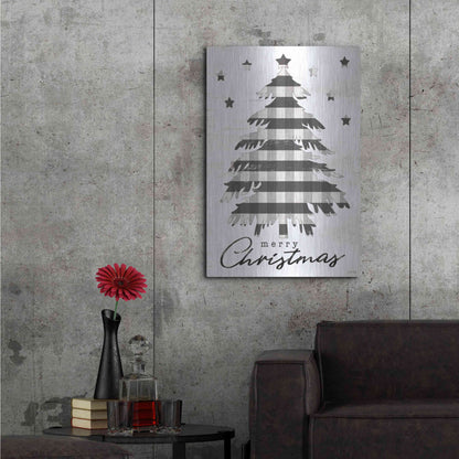 Luxe Metal Art 'Merry Christmas Tree and Stars' by Cindy Jacobs, Metal Wall Art,24x36