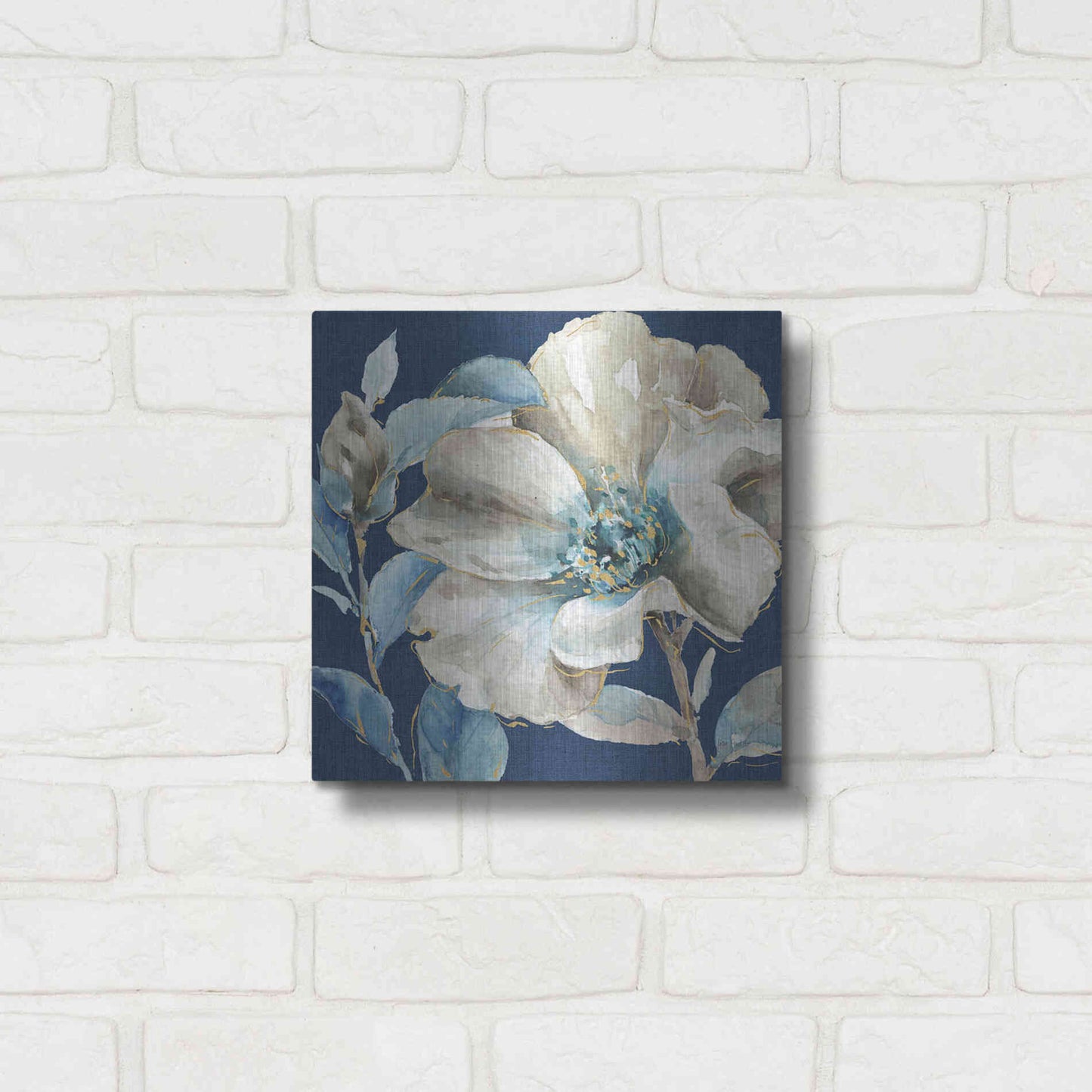 Luxe Metal Art 'Indigold IV Navy' by Lisa Audit, Metal Wall Art,,12x12