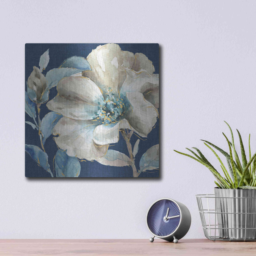 Luxe Metal Art 'Indigold IV Navy' by Lisa Audit, Metal Wall Art,,12x12