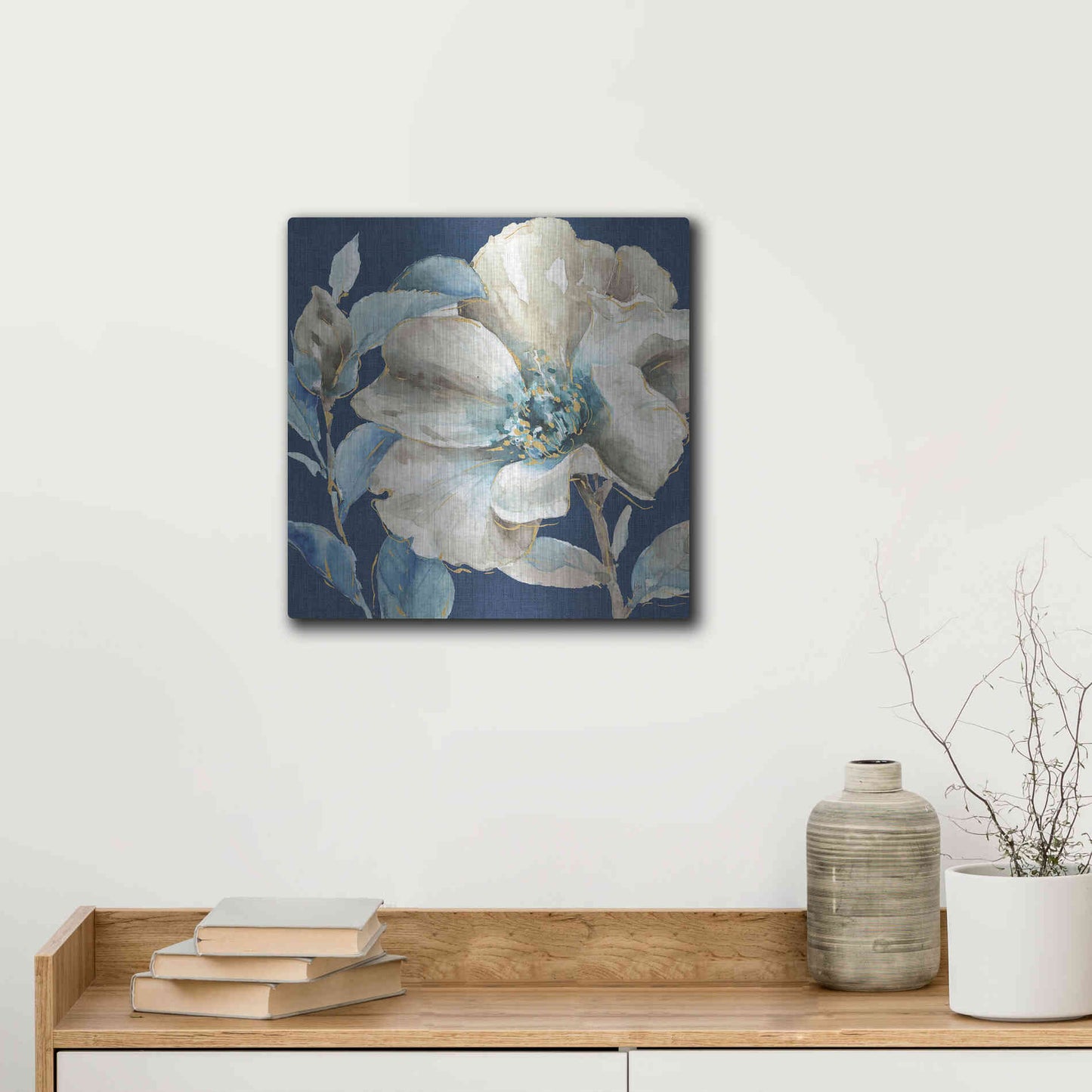 Luxe Metal Art 'Indigold IV Navy' by Lisa Audit, Metal Wall Art,,12x12