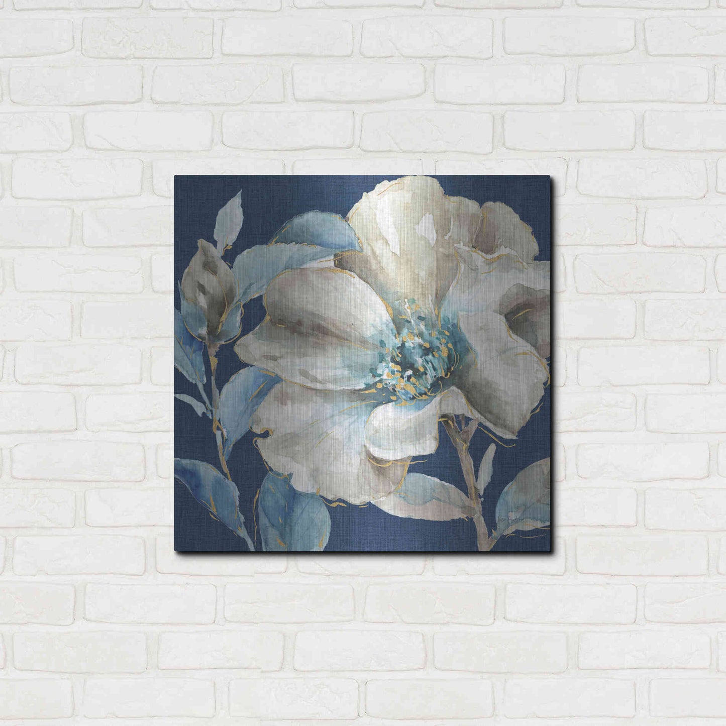 Luxe Metal Art 'Indigold IV Navy' by Lisa Audit, Metal Wall Art,,24x24