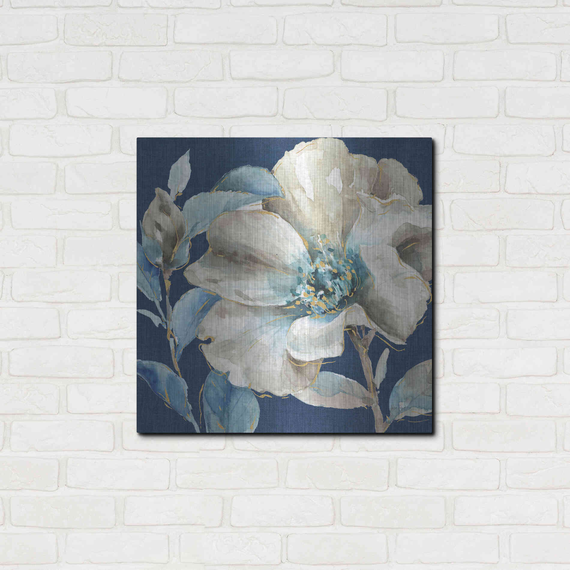 Luxe Metal Art 'Indigold IV Navy' by Lisa Audit, Metal Wall Art,,24x24