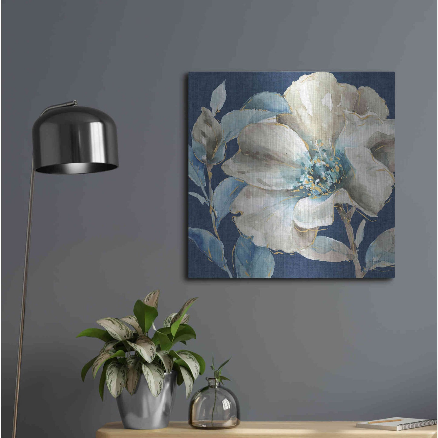 Luxe Metal Art 'Indigold IV Navy' by Lisa Audit, Metal Wall Art,,24x24