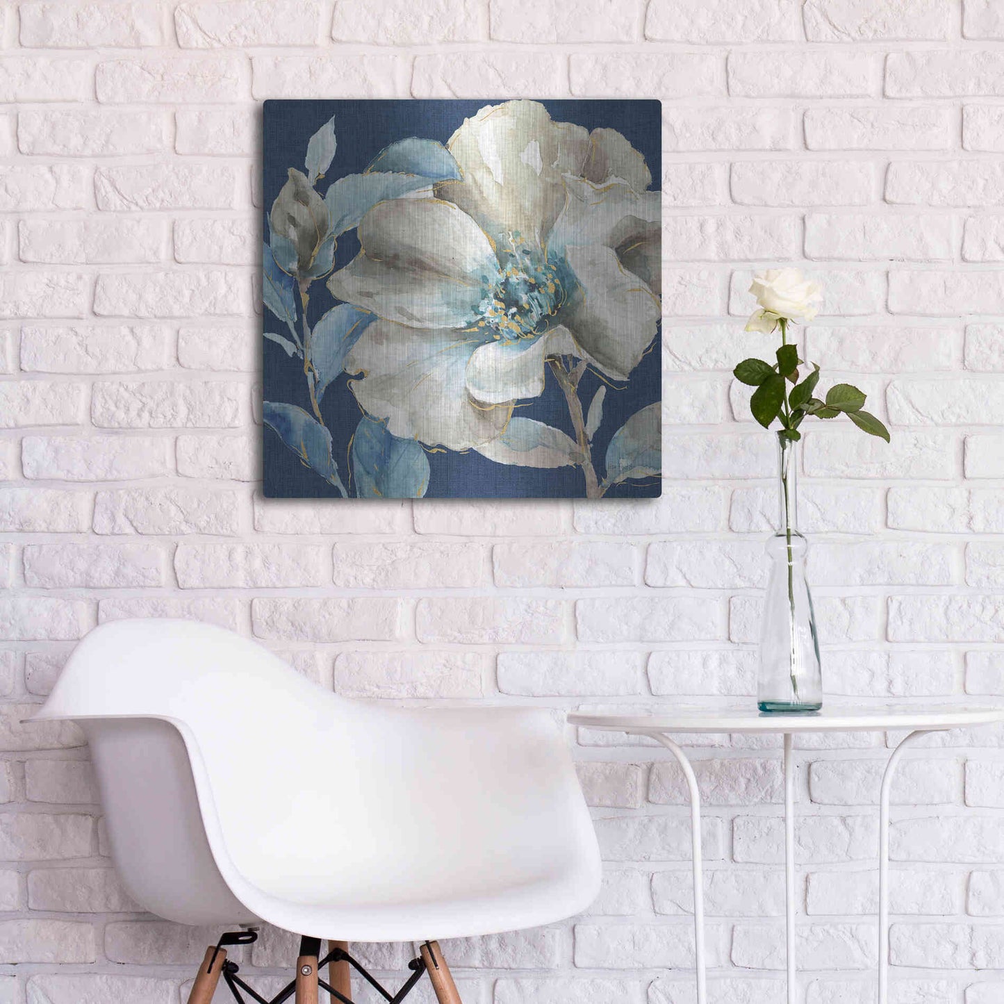 Luxe Metal Art 'Indigold IV Navy' by Lisa Audit, Metal Wall Art,,24x24