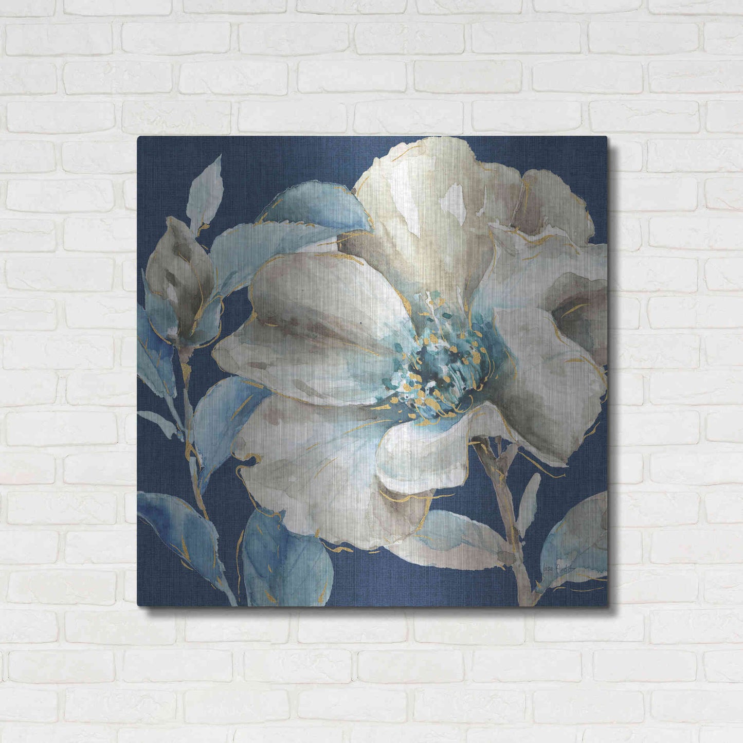 Luxe Metal Art 'Indigold IV Navy' by Lisa Audit, Metal Wall Art,,36x36