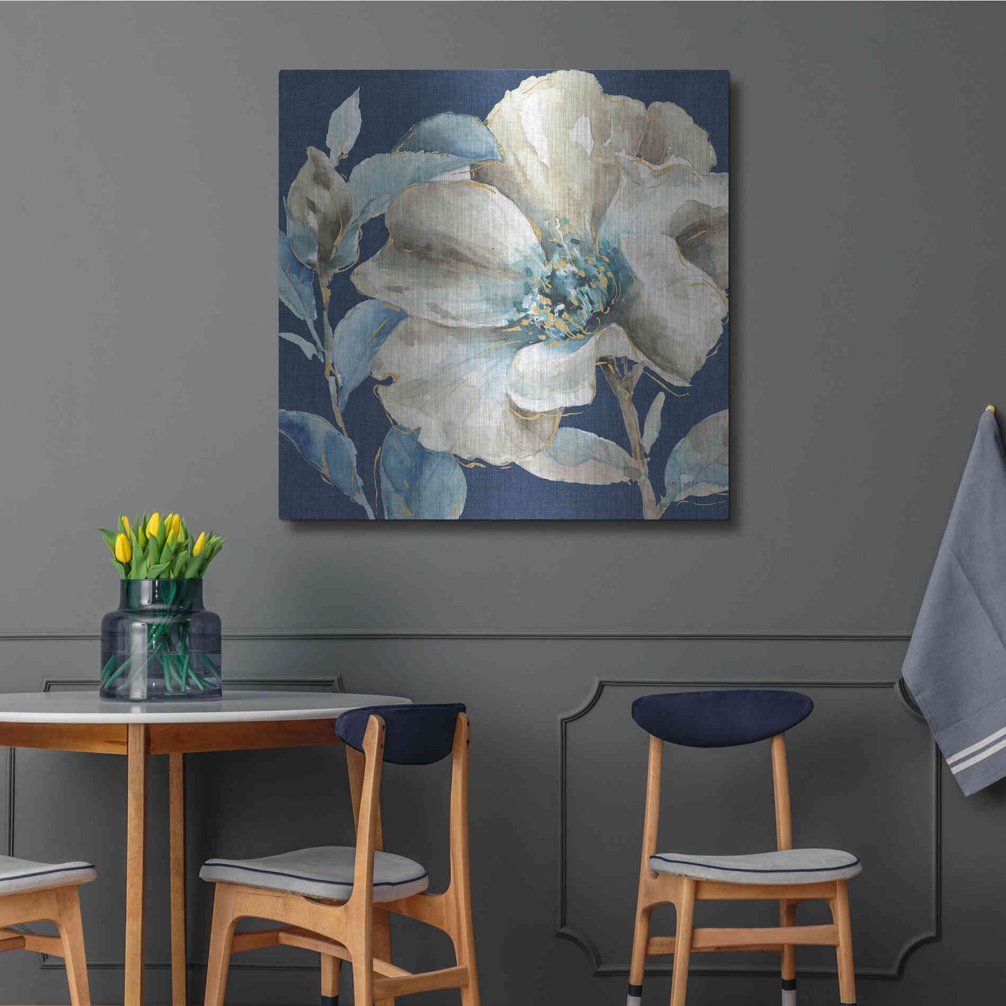 Luxe Metal Art 'Indigold IV Navy' by Lisa Audit, Metal Wall Art,,36x36