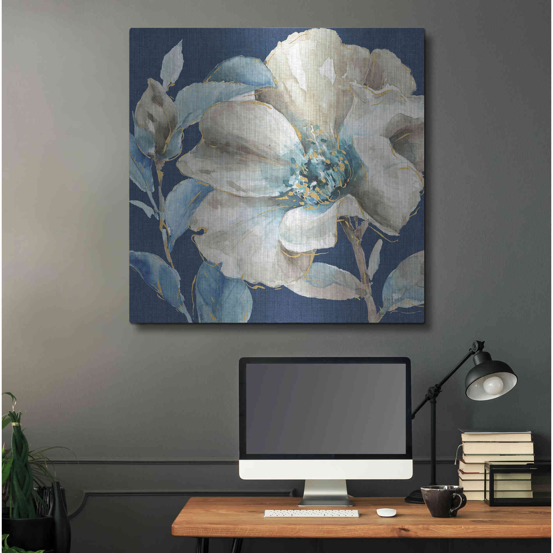 Luxe Metal Art 'Indigold IV Navy' by Lisa Audit, Metal Wall Art,,36x36