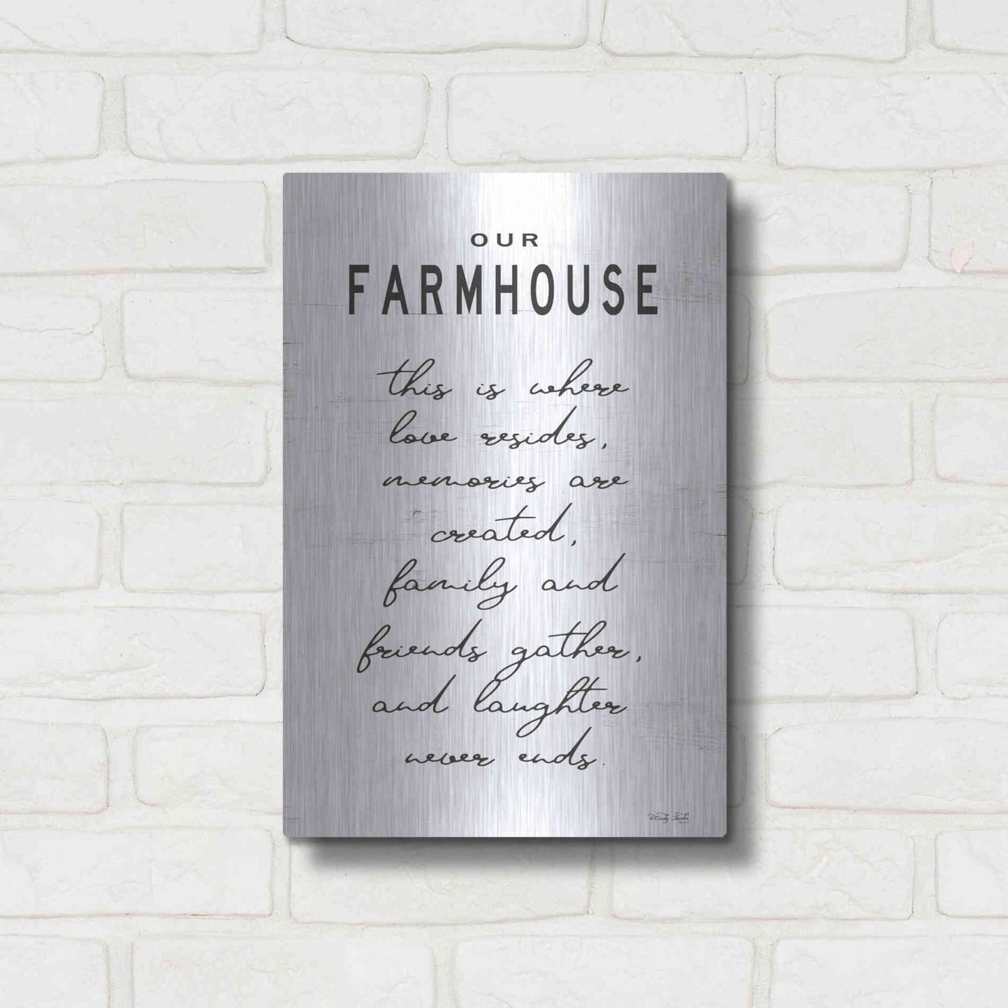Luxe Metal Art 'Our Farmhouse' by Cindy Jacobs, Metal Wall Art,12x16