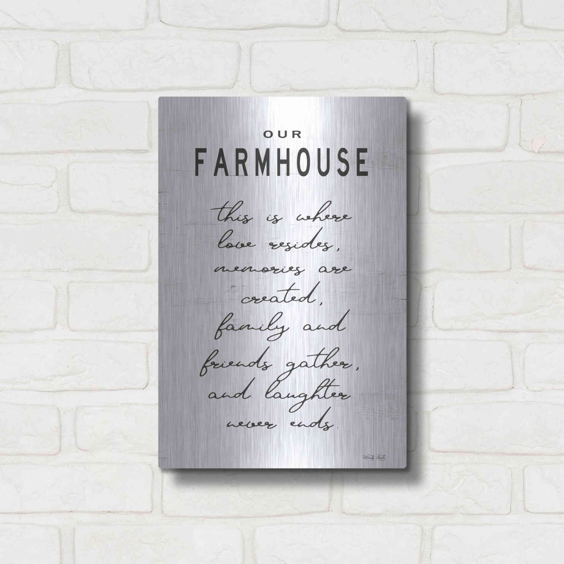 Luxe Metal Art 'Our Farmhouse' by Cindy Jacobs, Metal Wall Art,12x16
