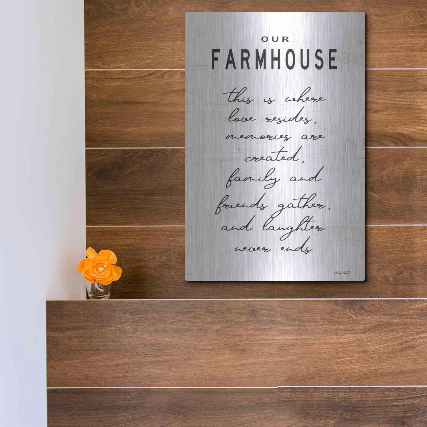 Luxe Metal Art 'Our Farmhouse' by Cindy Jacobs, Metal Wall Art,12x16