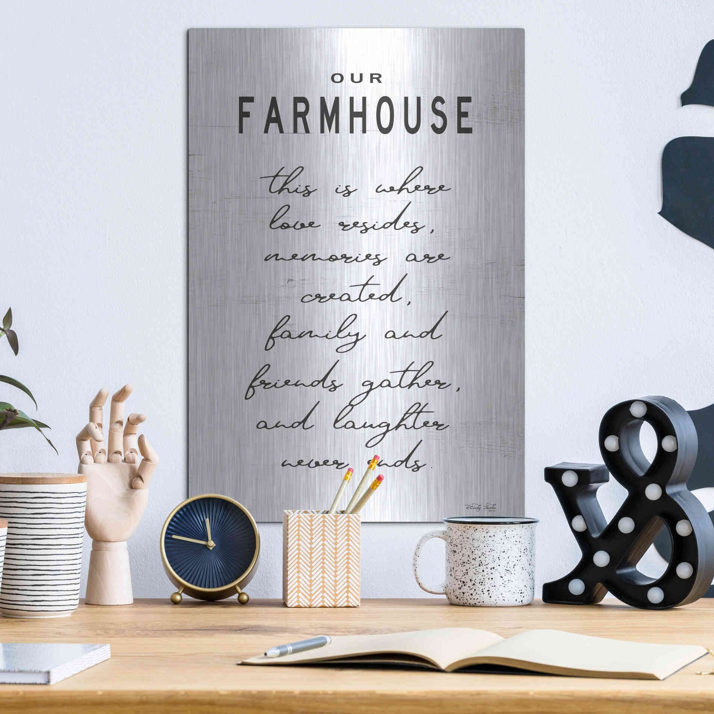 Luxe Metal Art 'Our Farmhouse' by Cindy Jacobs, Metal Wall Art,12x16