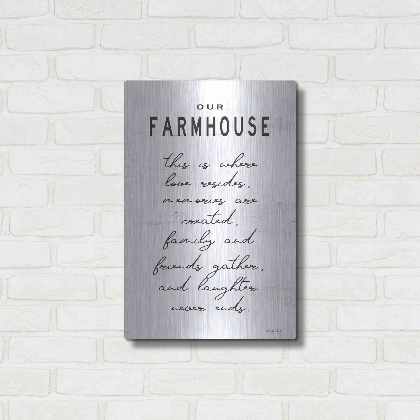 Luxe Metal Art 'Our Farmhouse' by Cindy Jacobs, Metal Wall Art,16x24
