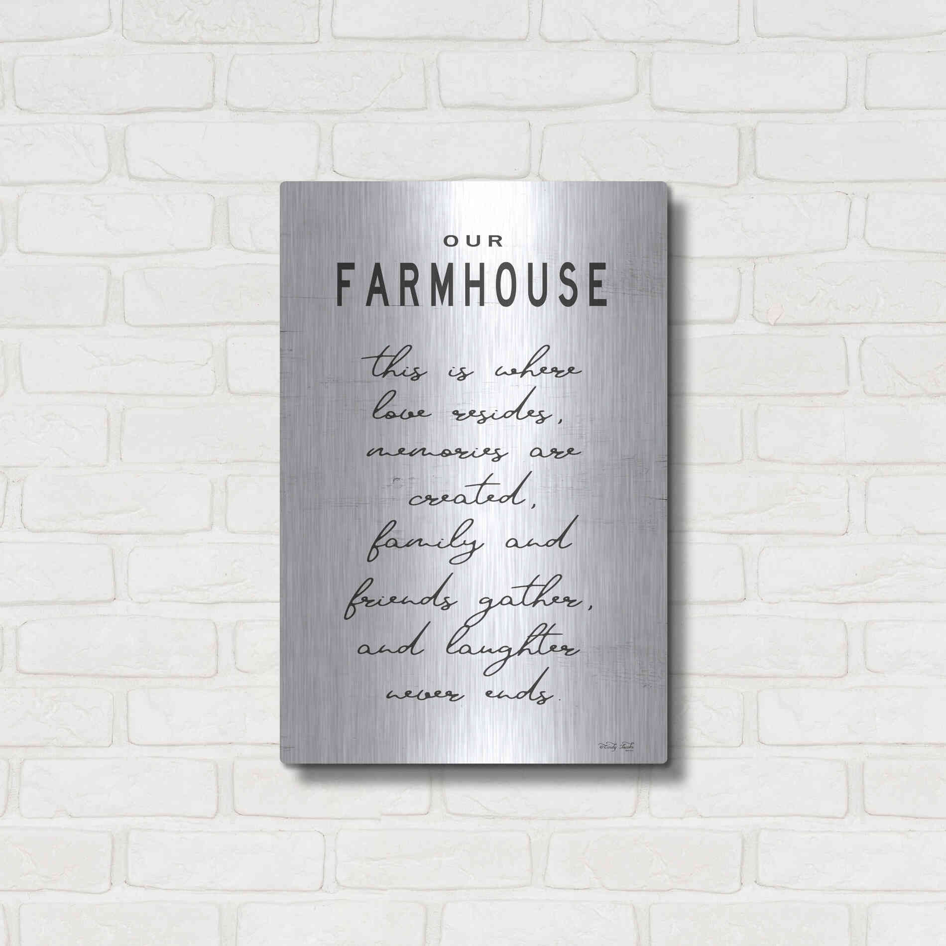 Luxe Metal Art 'Our Farmhouse' by Cindy Jacobs, Metal Wall Art,16x24