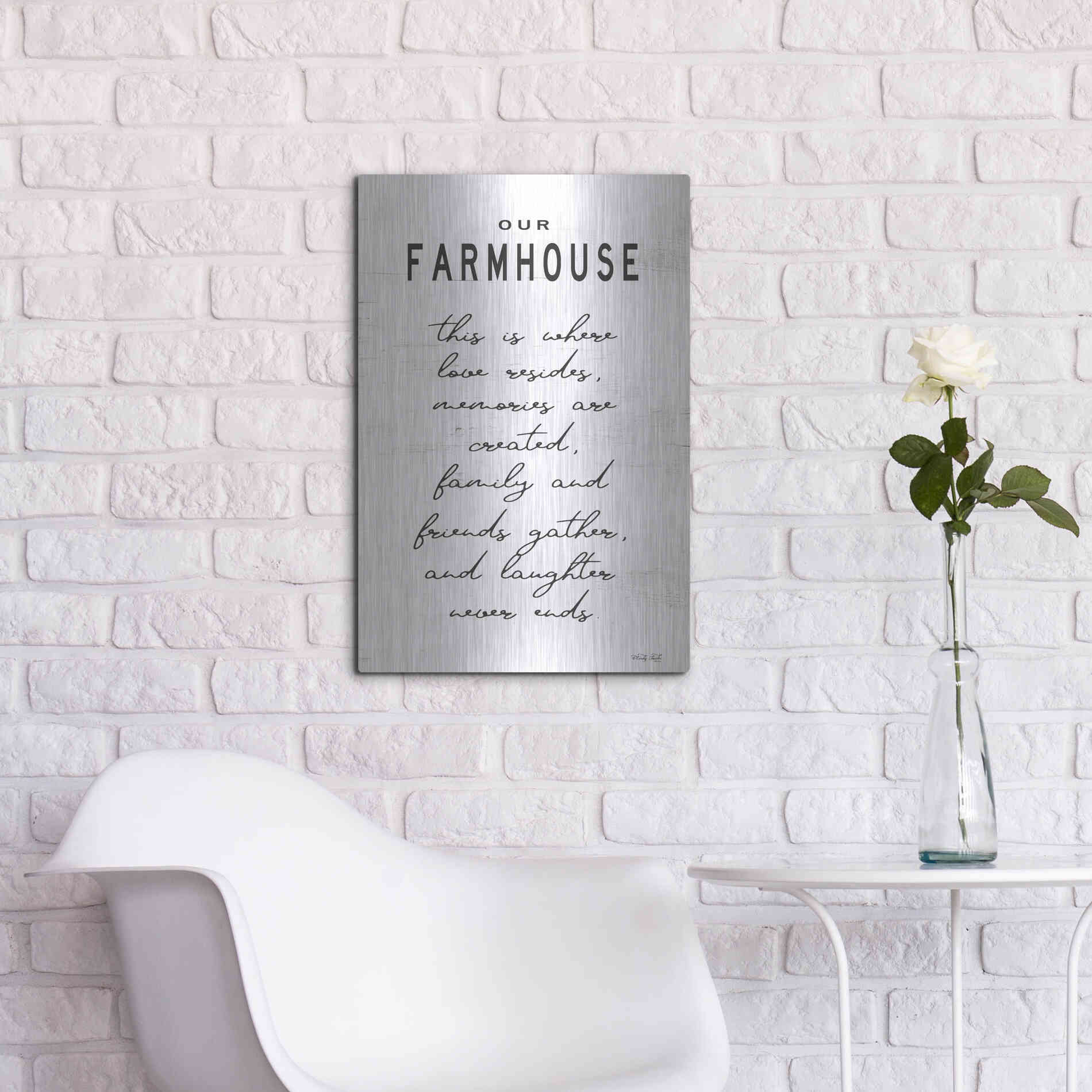 Luxe Metal Art 'Our Farmhouse' by Cindy Jacobs, Metal Wall Art,16x24