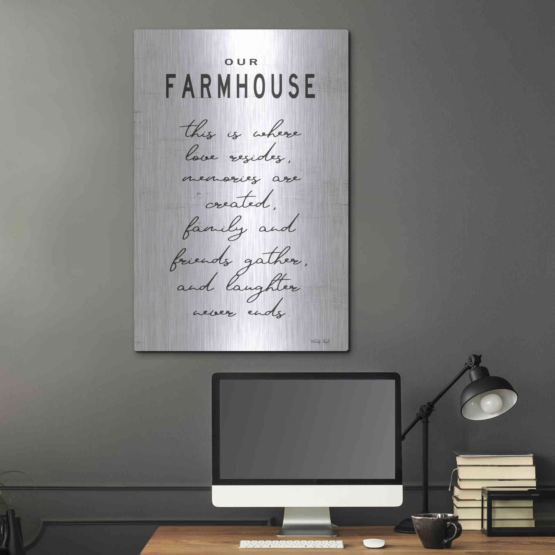 Luxe Metal Art 'Our Farmhouse' by Cindy Jacobs, Metal Wall Art,24x36