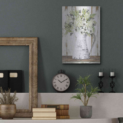 Luxe Metal Art 'Nest Galvanized Pitcher' by Cindy Jacobs, Metal Wall Art,12x16