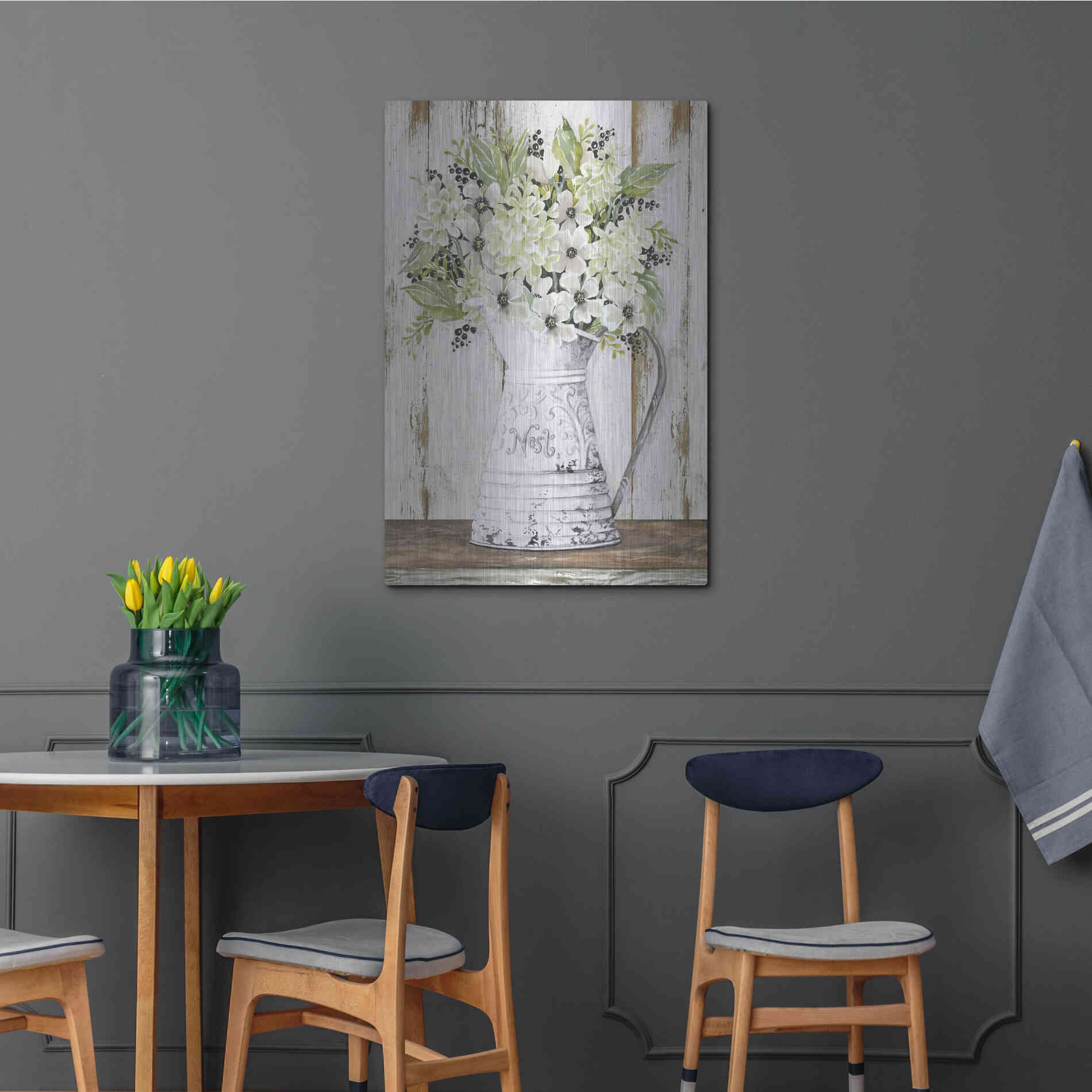 Luxe Metal Art 'Nest Galvanized Pitcher' by Cindy Jacobs, Metal Wall Art,24x36