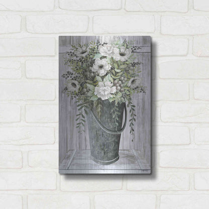 Luxe Metal Art 'Galvanized Fleurs' by Cindy Jacobs, Metal Wall Art,12x16