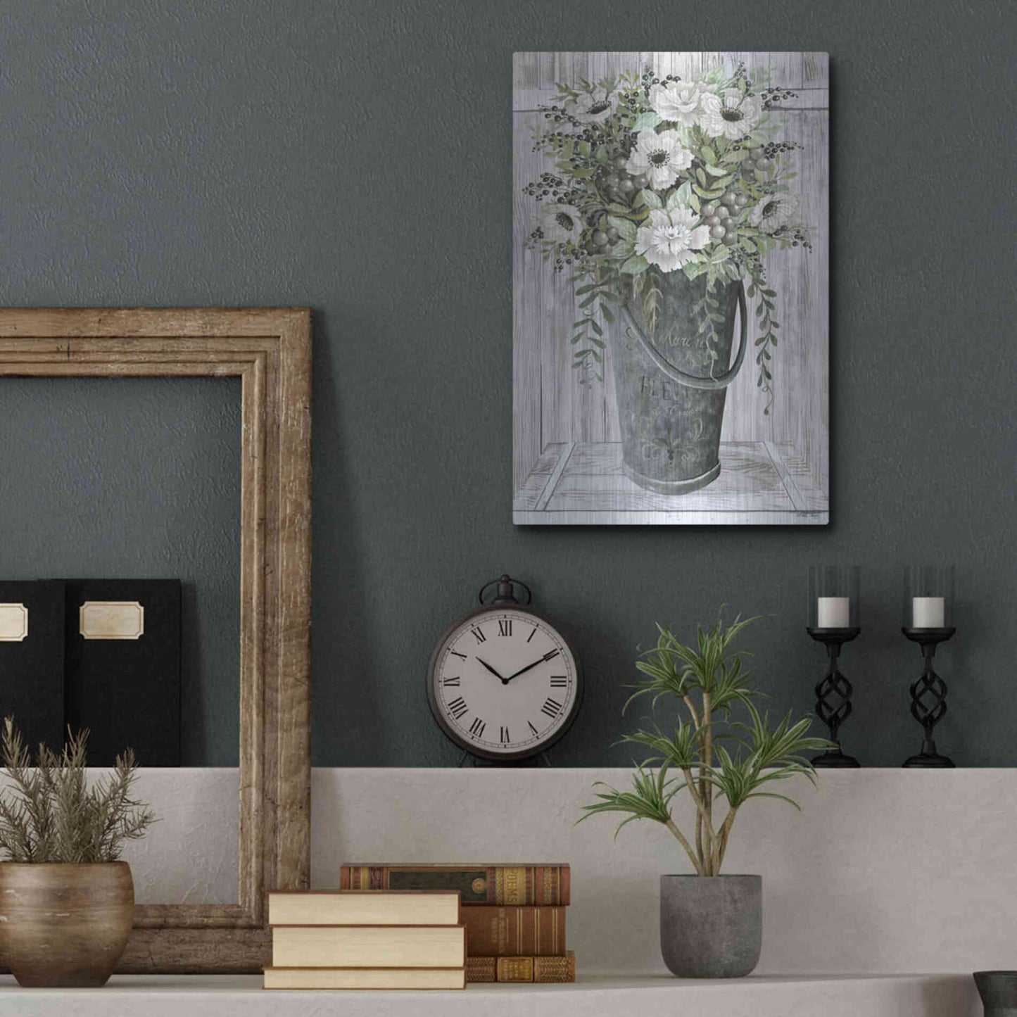 Luxe Metal Art 'Galvanized Fleurs' by Cindy Jacobs, Metal Wall Art,12x16