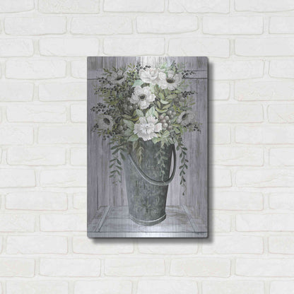 Luxe Metal Art 'Galvanized Fleurs' by Cindy Jacobs, Metal Wall Art,16x24