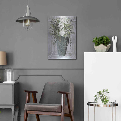 Luxe Metal Art 'Galvanized Fleurs' by Cindy Jacobs, Metal Wall Art,16x24