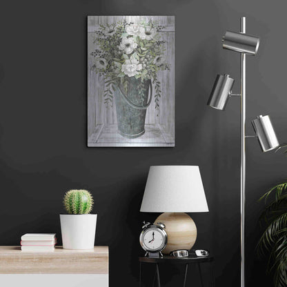 Luxe Metal Art 'Galvanized Fleurs' by Cindy Jacobs, Metal Wall Art,16x24