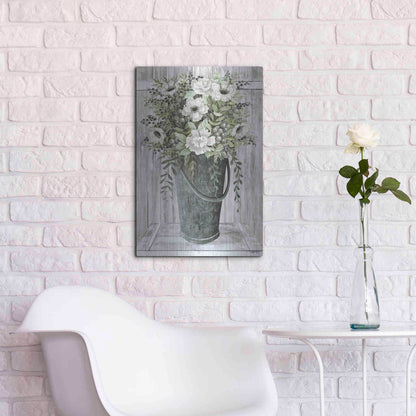 Luxe Metal Art 'Galvanized Fleurs' by Cindy Jacobs, Metal Wall Art,16x24