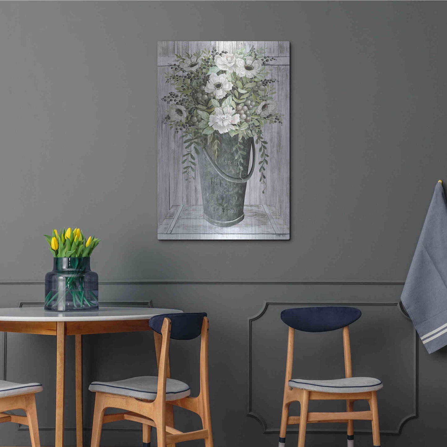 Luxe Metal Art 'Galvanized Fleurs' by Cindy Jacobs, Metal Wall Art,24x36