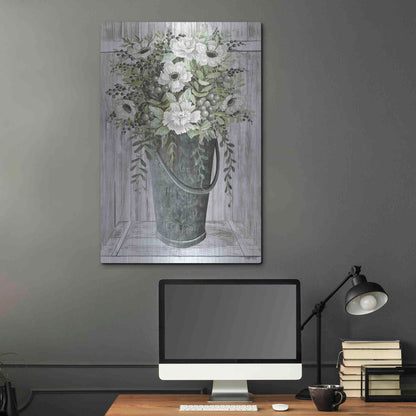 Luxe Metal Art 'Galvanized Fleurs' by Cindy Jacobs, Metal Wall Art,24x36