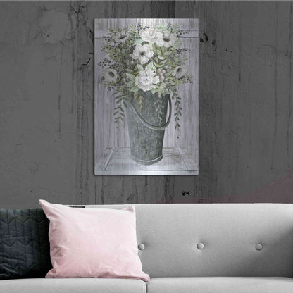 Luxe Metal Art 'Galvanized Fleurs' by Cindy Jacobs, Metal Wall Art,24x36