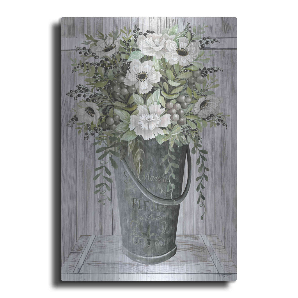 Luxe Metal Art 'Galvanized Fleurs' by Cindy Jacobs, Metal Wall Art