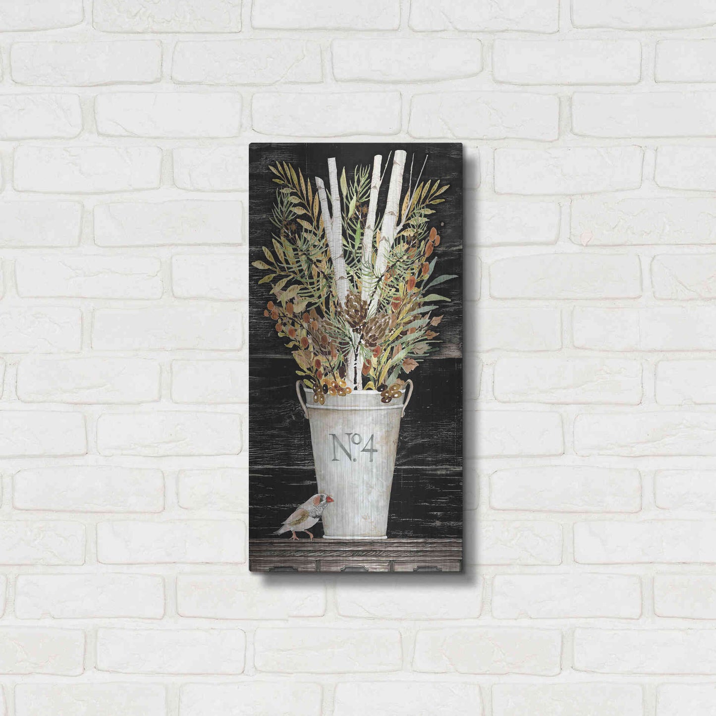 Luxe Metal Art 'No. 4 Fall Flowers and Birch 1' by Cindy Jacobs, Metal Wall Art,12x24