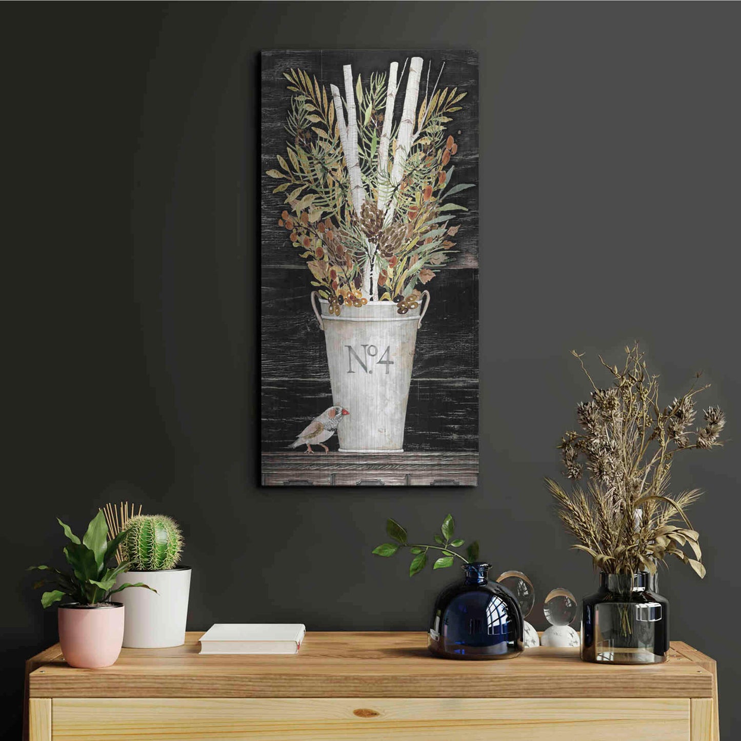 Luxe Metal Art 'No. 4 Fall Flowers and Birch 1' by Cindy Jacobs, Metal Wall Art,12x24