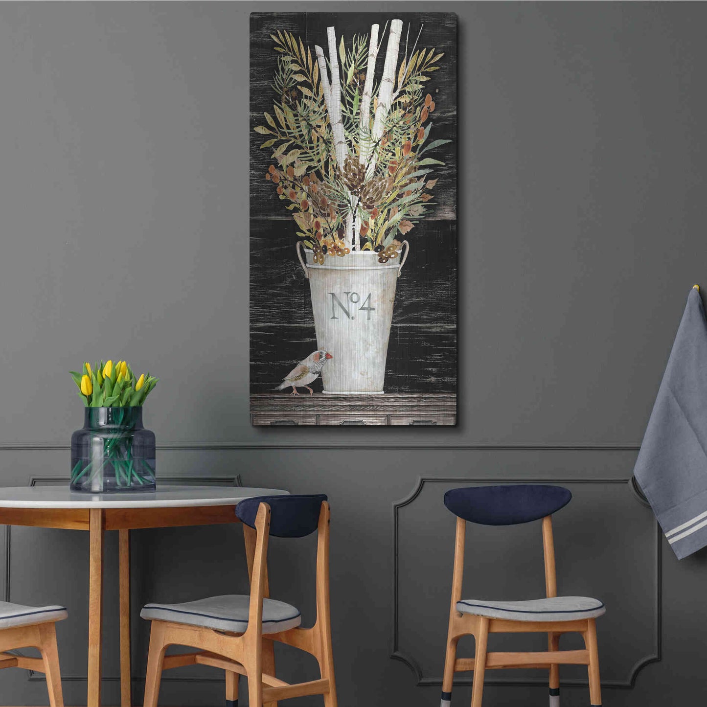 Luxe Metal Art 'No. 4 Fall Flowers and Birch 1' by Cindy Jacobs, Metal Wall Art,24x48