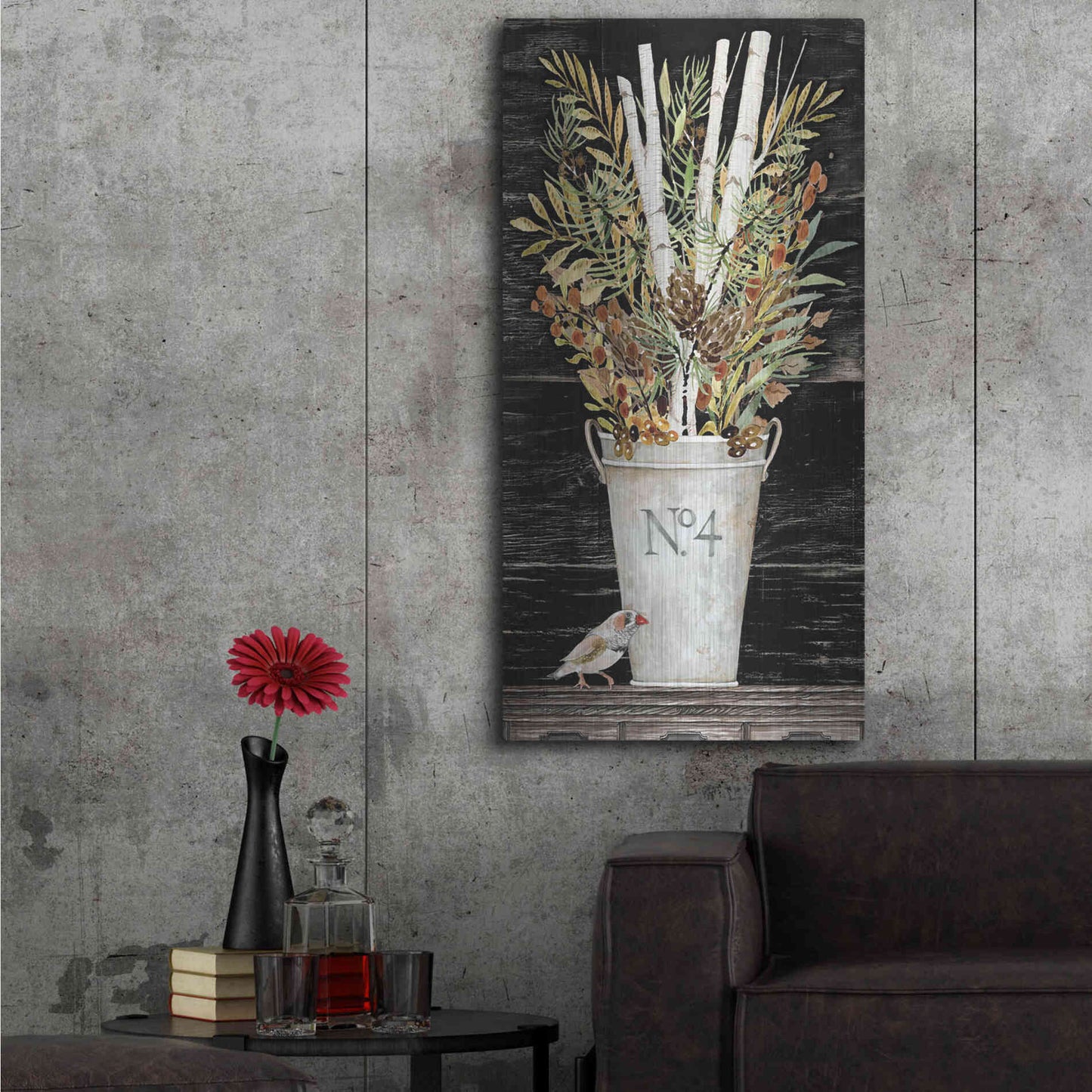 Luxe Metal Art 'No. 4 Fall Flowers and Birch 1' by Cindy Jacobs, Metal Wall Art,24x48
