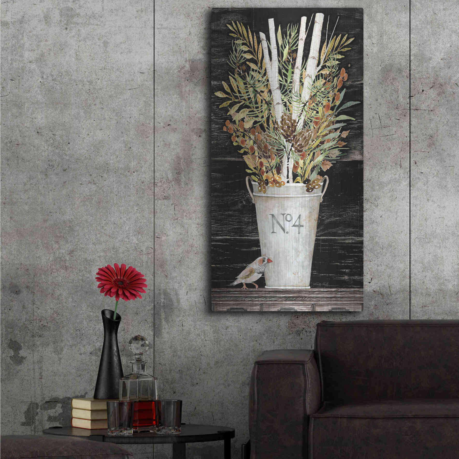 Luxe Metal Art 'No. 4 Fall Flowers and Birch 1' by Cindy Jacobs, Metal Wall Art,24x48