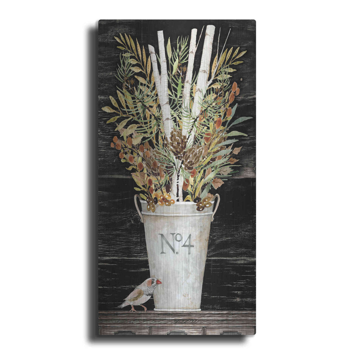 Luxe Metal Art 'No. 4 Fall Flowers and Birch 1' by Cindy Jacobs, Metal Wall Art