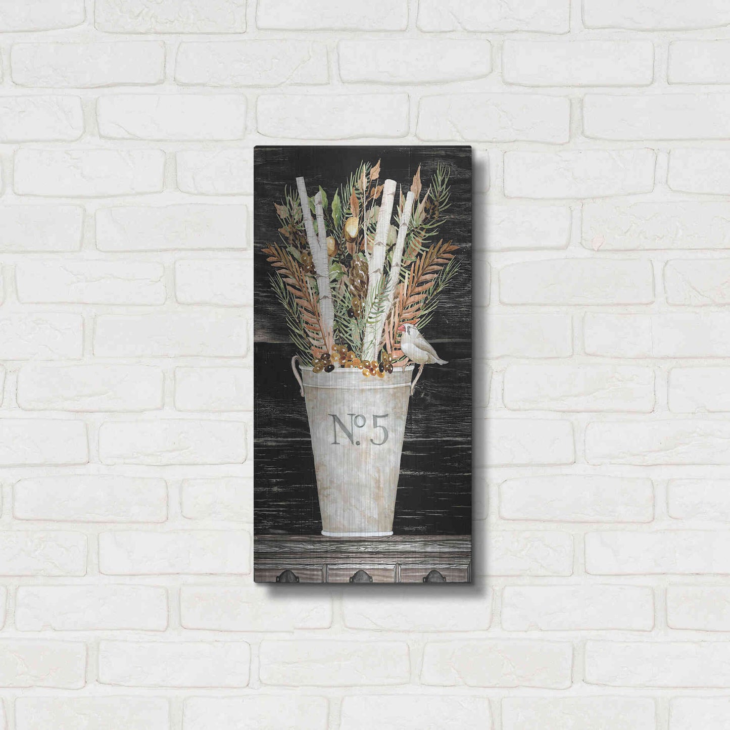 Luxe Metal Art 'No. 5 Fall Flowers and Birch 2' by Cindy Jacobs, Metal Wall Art,12x24