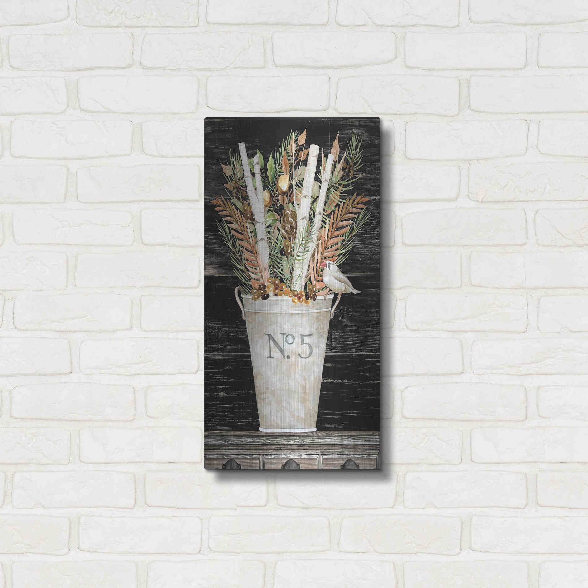 Luxe Metal Art 'No. 5 Fall Flowers and Birch 2' by Cindy Jacobs, Metal Wall Art,12x24