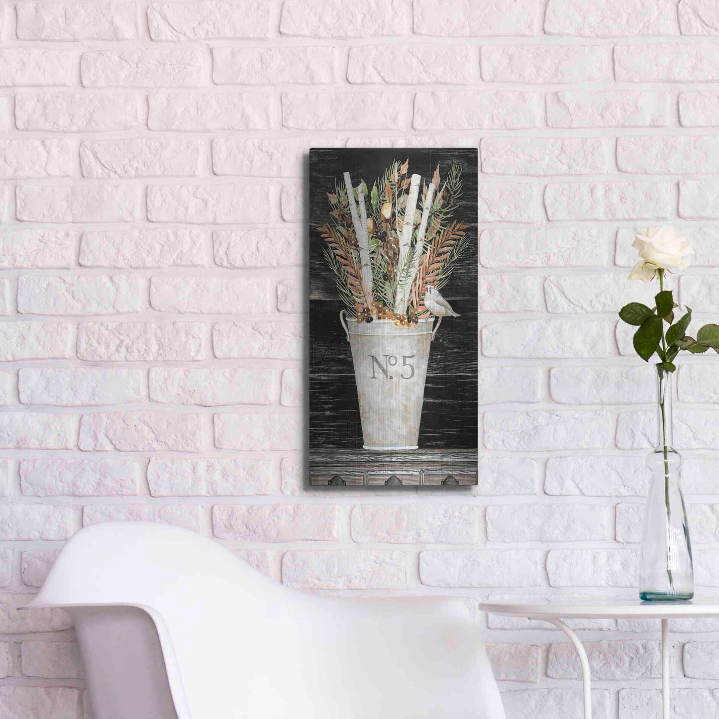 Luxe Metal Art 'No. 5 Fall Flowers and Birch 2' by Cindy Jacobs, Metal Wall Art,12x24