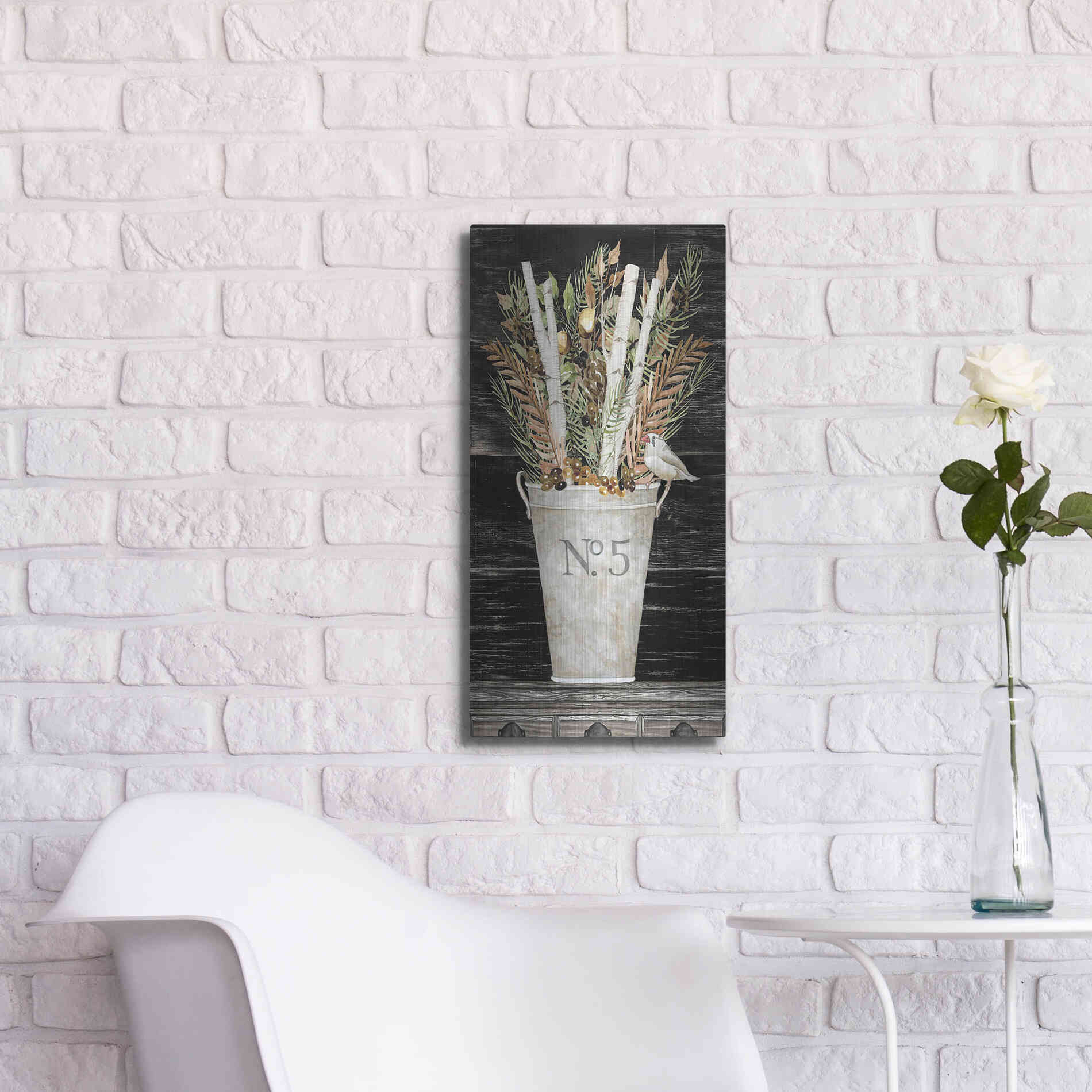 Luxe Metal Art 'No. 5 Fall Flowers and Birch 2' by Cindy Jacobs, Metal Wall Art,12x24