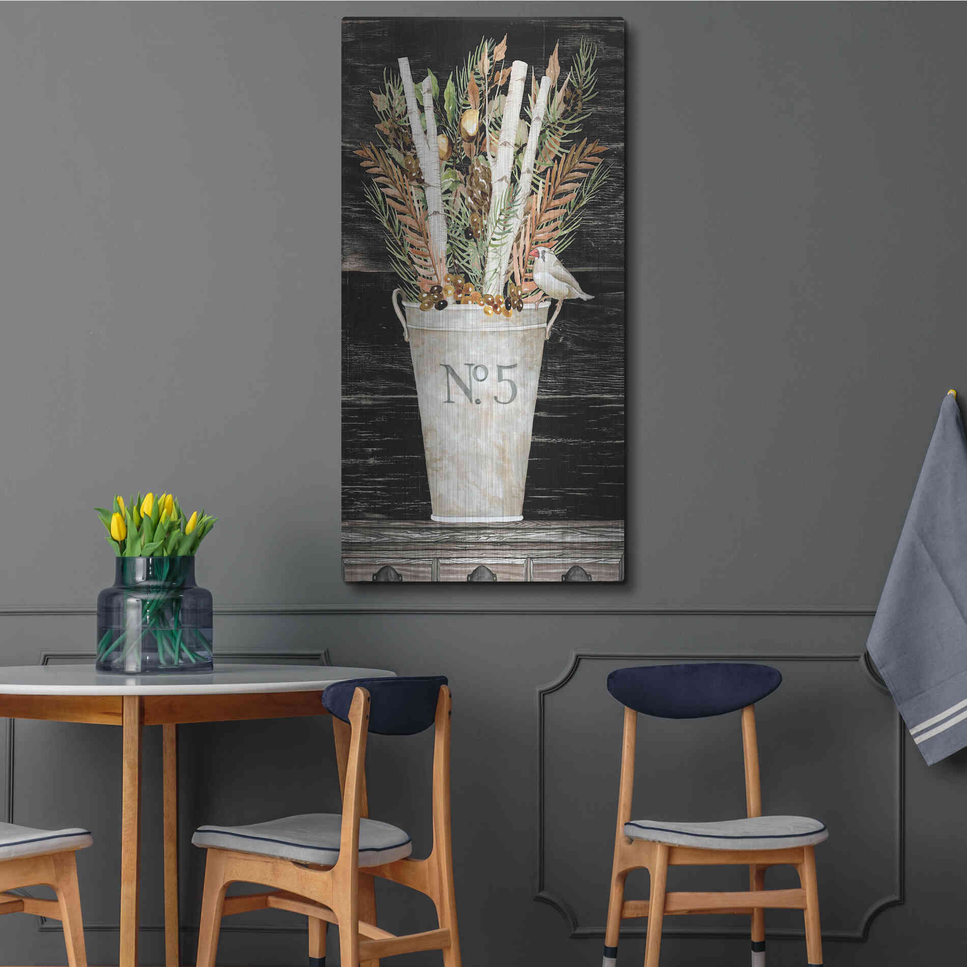 Luxe Metal Art 'No. 5 Fall Flowers and Birch 2' by Cindy Jacobs, Metal Wall Art,24x48