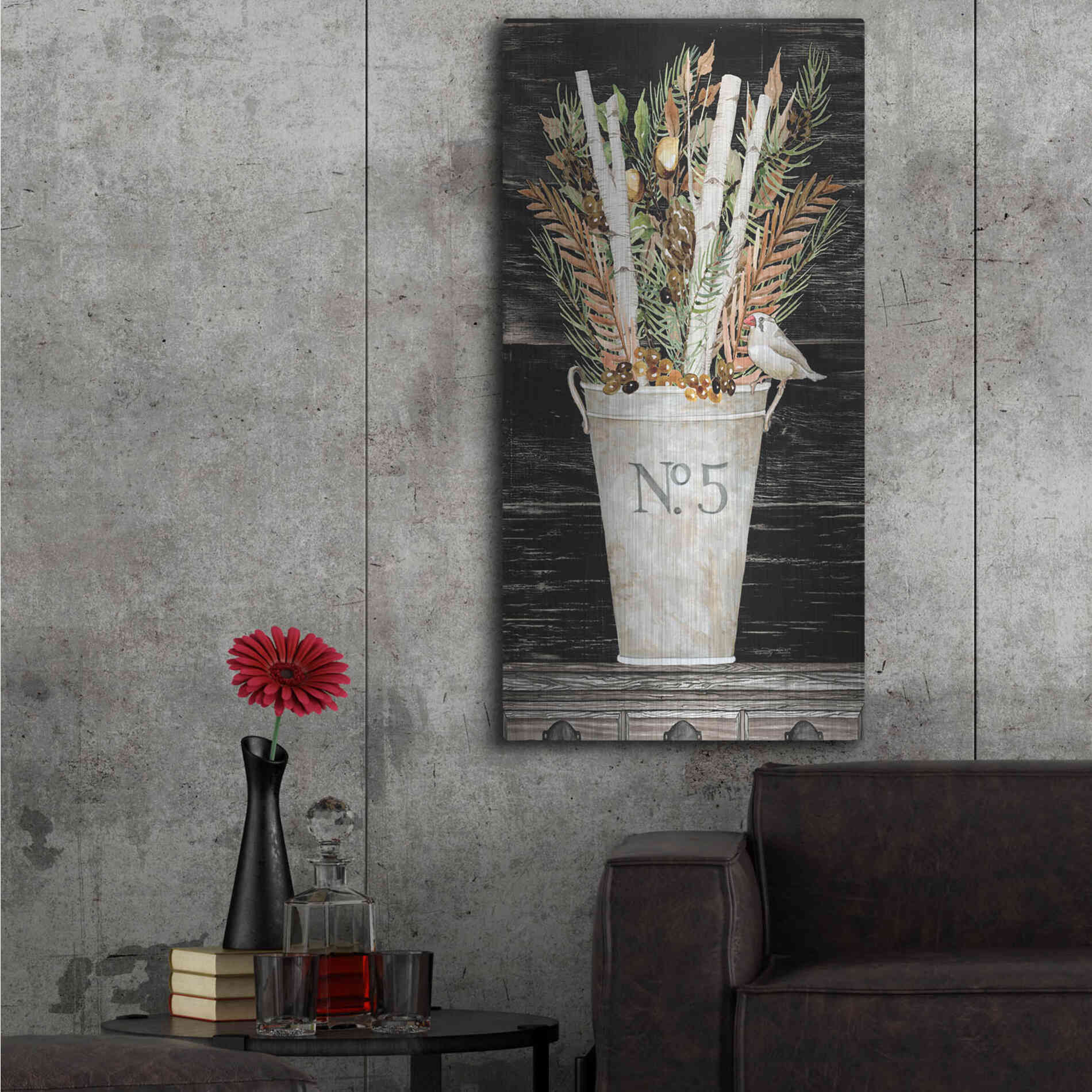 Luxe Metal Art 'No. 5 Fall Flowers and Birch 2' by Cindy Jacobs, Metal Wall Art,24x48