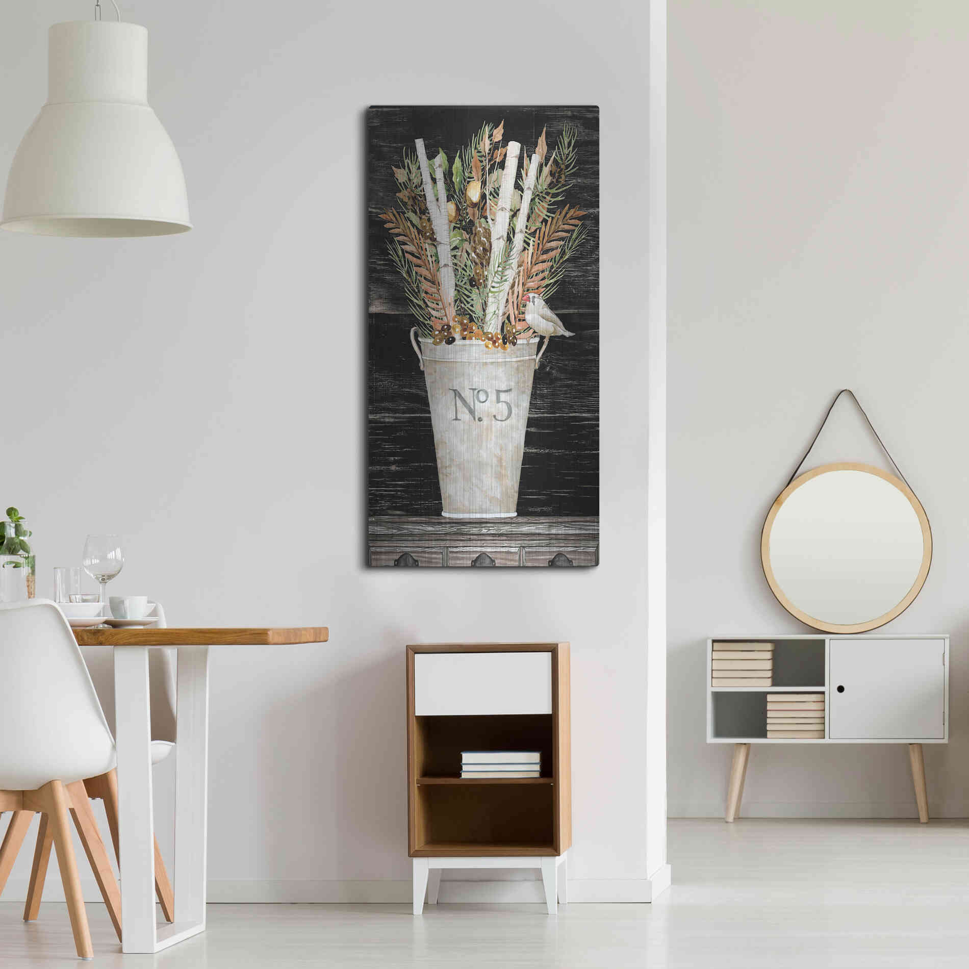 Luxe Metal Art 'No. 5 Fall Flowers and Birch 2' by Cindy Jacobs, Metal Wall Art,24x48